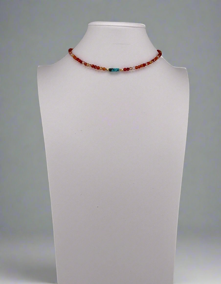 West Coast Choker - Carnelian & Turquoise