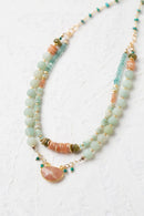 Surrender Chrysocolla, Turquoise, Peach Moonstone Necklace