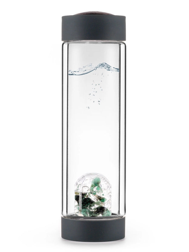 Vitality Insulated bottle with Vitality gemstones including emerald and clear quartz.