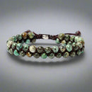 Front view of a double row, adjustable, beaded African Turquoise Bracelet