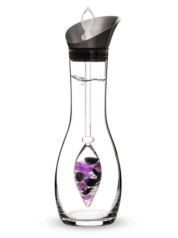 Decanter era set with Guardian gemstones including black tourmaline, amethyst, and clear quartz.